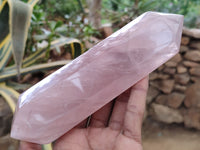 Polished Double Terminated Rose Quartz Points x 3 From Ambatondrazaka, Madagascar