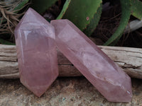 Polished Double Terminated Rose Quartz Points x 3 From Ambatondrazaka, Madagascar