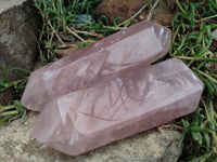 Polished Double Terminated Rose Quartz Points x 3 From Ambatondrazaka, Madagascar