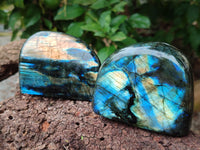 Polished Labradorite Standing Free Forms x 3 From Tulear, Madagascar