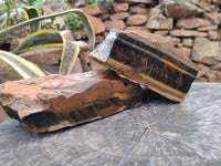 Polished On One Side Tiger's Eye Slabs x 2 From Prieska, South Africa