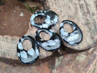 Polished Snowflake Obsidian Oval Pendants - Sold Per Item - From Mexico