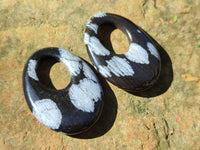 Polished Snowflake Obsidian Oval Pendants - Sold Per Item - From Mexico