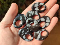 Polished Snowflake Obsidian Oval Pendants - Sold Per Item - From Mexico