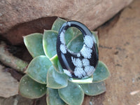 Polished Snowflake Obsidian Oval Pendants - Sold Per Item - From Mexico