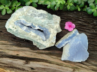 Natural Blue Lace Agate Geode Specimens x 2 From Nsanje, Malawi