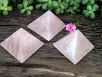 Polished Rose Quartz Pyramids x 3 From Madagascar