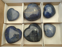 Polished Lazulite Gemstone Hearts  x 6 From Madagascar