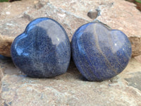 Polished Lazulite Gemstone Hearts  x 6 From Madagascar