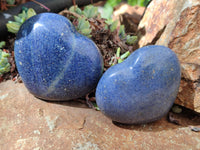 Polished Lazulite Gemstone Hearts  x 6 From Madagascar