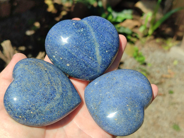 Polished Lazulite Gemstone Hearts  x 6 From Madagascar