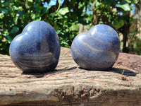 Polished Lazulite Gemstone Hearts  x 6 From Madagascar