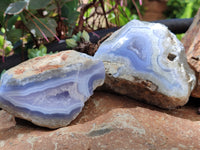 Polished Blue Lace Agate Geodes x 5 From Nsanje, Malawi