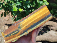 Polished On One Side Tiger's Eye Slabs x 2 From Prieska, South Africa