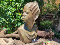 Hand Made Green Verdite African Woman Bust x 1 From Zimbabwe