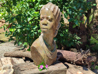 Hand Made Green Verdite African Woman Bust x 1 From Zimbabwe