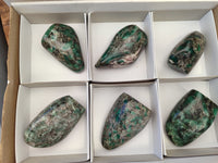 Polished Rare Emerald Mica In Matrix Standing Free Forms x 6 From Mutoko, Zimbabwe