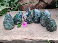 Polished Rare Emerald Mica In Matrix Standing Free Forms x 6 From Mutoko, Zimbabwe