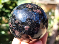 Polished Rare Iolite Spheres with Pink Feldspar Spots x 5 From Madagascar