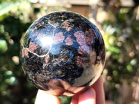 Polished Rare Iolite Spheres with Pink Feldspar Spots x 5 From Madagascar