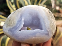 Polished Blue Lace Agate Geodes x 6 From Nsanje, Malawi