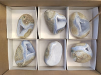 Polished Blue Lace Agate Geodes x 6 From Nsanje, Malawi