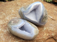 Polished Blue Lace Agate Geodes x 6 From Nsanje, Malawi