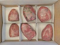 Polished Rhodonite Standing Free Forms x 6 From Rhusinga, Zimbabwe