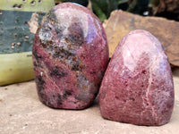 Polished Rhodonite Standing Free Forms x 6 From Rhusinga, Zimbabwe