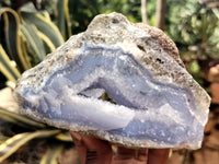 Natural Blue Lace Agate Geode Specimens x 3 From Nsanje, Malawi