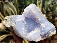 Natural Blue Lace Agate Geode Specimens x 3 From Nsanje, Malawi