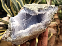 Natural Blue Lace Agate Geode Specimens x 3 From Nsanje, Malawi