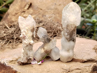 Natural Drusy Quartz Coated Calcite Pseudomorp Crystals x 20 From Lesotho