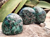 Polished Emerald Mica In Matrix Standing Free Forms x 6 From Mutoko, Zimbabwe