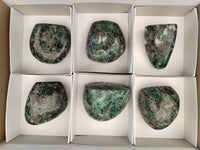 Polished Emerald Mica In Matrix Standing Free Forms x 6 From Mutoko, Zimbabwe