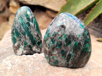 Polished Emerald Mica In Matrix Standing Free Forms x 6 From Mutoko, Zimbabwe