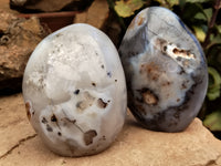 Polished Dendritic Agate Standing Free Forms x 2 From Madagascar