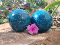 Polished Chrysocolla Conglomerate Spheres x 2 From Congo