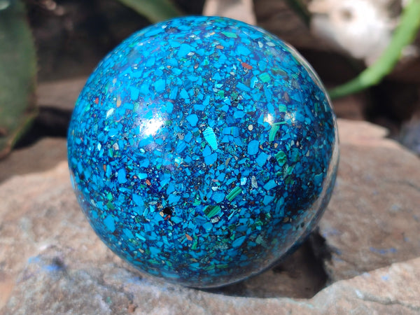 Polished Chrysocolla Conglomerate Spheres x 2 From Congo