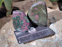 Polished Ruby Corundum In Chrome Verdite Standing Free Forms x 5 From Zimbabwe