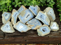 Polished Blue Lace Agate Geodes x 12 From Nsanje, Malawi