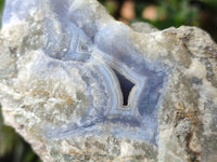 Natural Blue Lace Agate Geode Specimens x 4 From Nsanje, Malawi