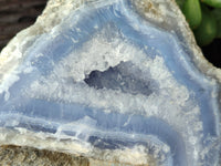 Natural Blue Lace Agate Geode Specimens x 4 From Nsanje, Malawi