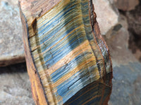 Polished On One Side Tiger's Eye Slabs x 2 From Prieska, South Africa