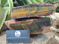 Polished On One Side Tiger's Eye Slabs x 2 From Prieska, South Africa