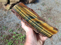 Polished On One Side Tiger's Eye Slabs x 2 From Prieska, South Africa