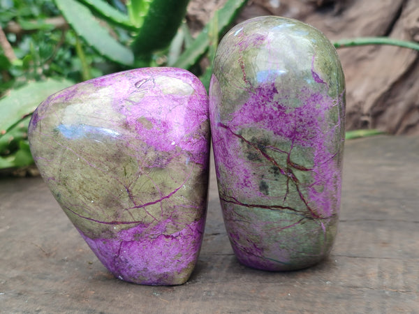 Polished Stichtite Standing Free Forms x 3 From Barberton, South Africa