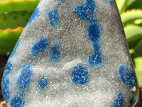 Polished Blue Spinel Spotted Quartz Standing Free Forms x 2 From Madagascar