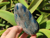 Polished Blue Spinel Spotted Quartz Standing Free Forms x 2 From Madagascar