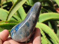 Polished Blue Spinel Spotted Quartz Standing Free Forms x 2 From Madagascar